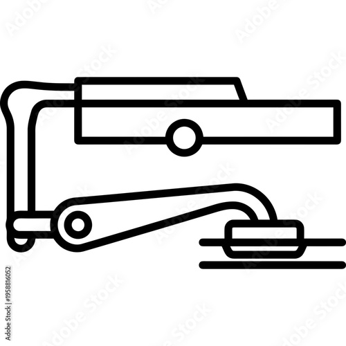Minimalistic accordion treble piano key mechanism outline icon