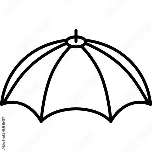 Minimalistic umbrella top notch crown fitting outline icon