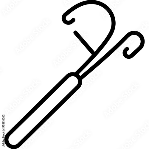 Minimalistic fly tying whip finish tool outline icon