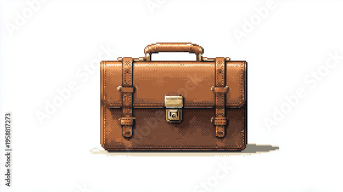 Professional briefcase pixel art icon for business and work