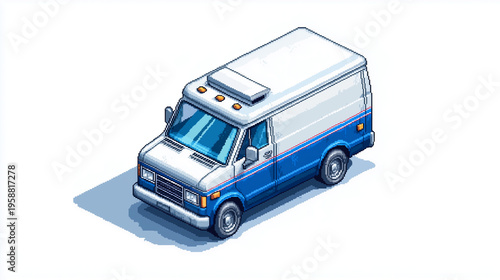 Pixel art delivery van icon for logistics and shipping services