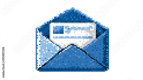 Email envelope pixel art icon for communication and mail