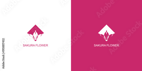 Creative sakura flower logo design with unique concept ,premium vector