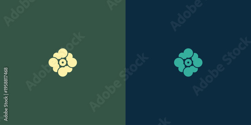 Simple green clover logo design premium vector