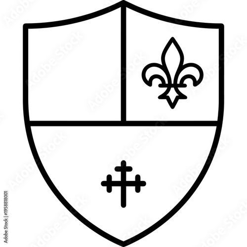 Minimalistic heraldic shield outline icon vector