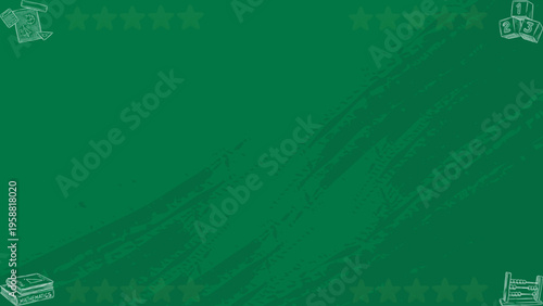 Green abstract textured background with grunge brush strokes decorative corner doodles and spacious copy area for banner poster social media cover presentation slide or modern branding template