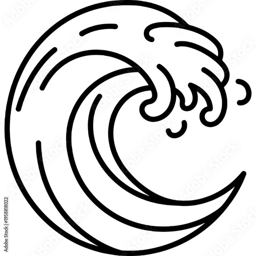 Minimalistic ocean wave outline icon vector
