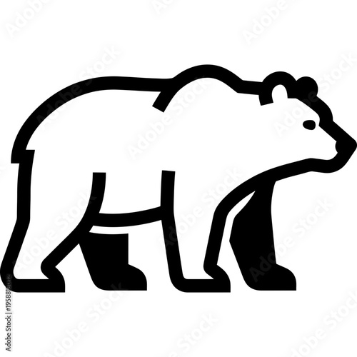 Minimalistic grizzly bear pictogram symbol vector