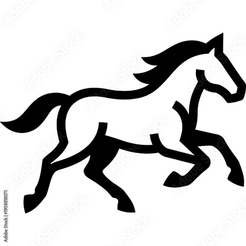 Minimalistic galloping horse pictogram symbol vector