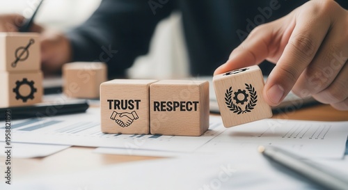 Trust and respect concept. Building trust between team member for successful teamwork. Work together to achieve their goals and create an atmosphere of trust and respect