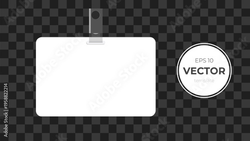 Blank name tag template design with clip on a transparent background.