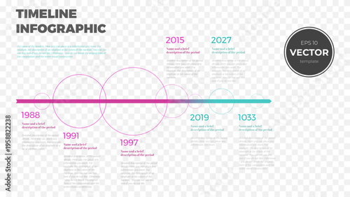 Modern Infographic Timeline Template Featuring Key Dates and Events.