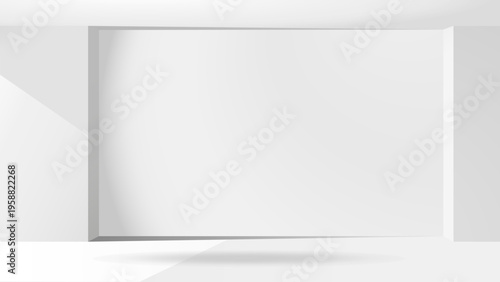 Minimalist gray frame with soft shadows, perfect for adding your own artwork.