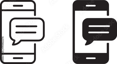 Minimalist Mobile Messaging Interface Icons Vector