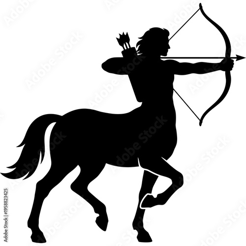 Solid black silhouette of centaur