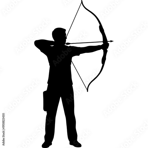 Solid black silhouette of archer