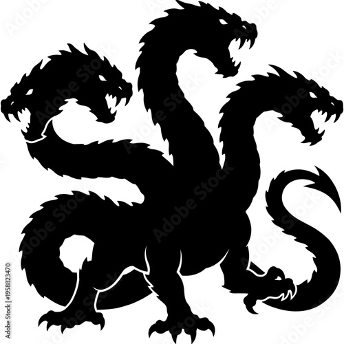 Solid black silhouette of hydra