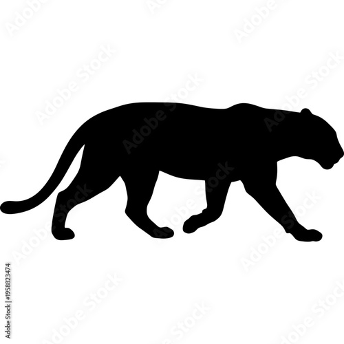 Solid black silhouette of panther