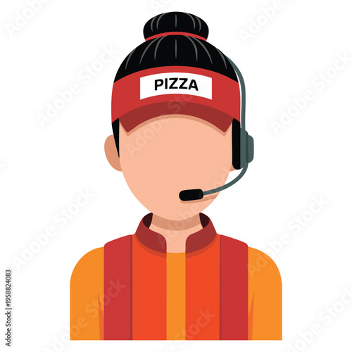 Saleswoman icon in cartoon style isolated on white background pizza and pizzeria symbol stock vector illustration for restaurant service branding themes