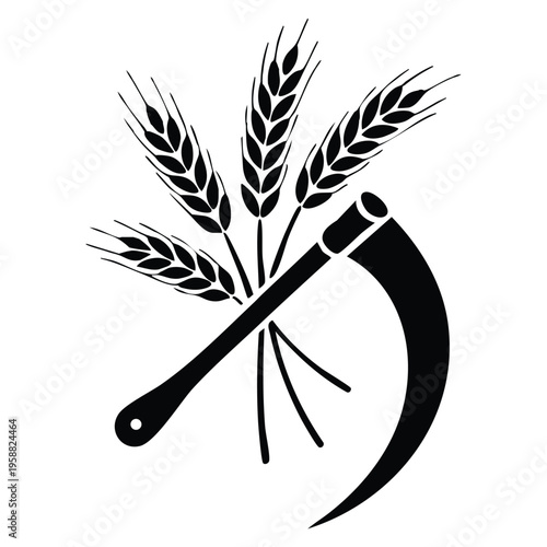 Sickle vector illustration isolated design element suitable for agriculture farming harvest tool symbol and rural traditional themed creative artwork