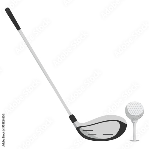 Simple golf club and ball watercolor style vector illustration isolated on white background golf club and ball clipart golf stick clipart concept