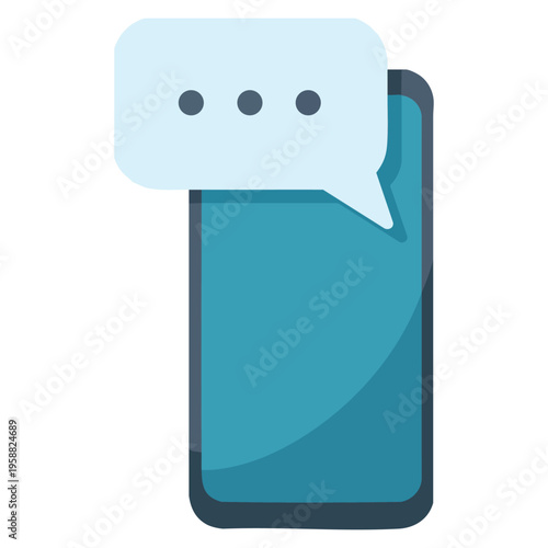 Smartphone device with speech bubble vector illustration isolated communication technology design element suitable for chat message and social media themes