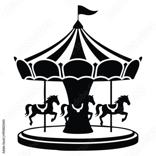 Vector illustration carousel theme park amusement logo template design perfect for carnival branding entertainment symbol funfair badge and festival concepts