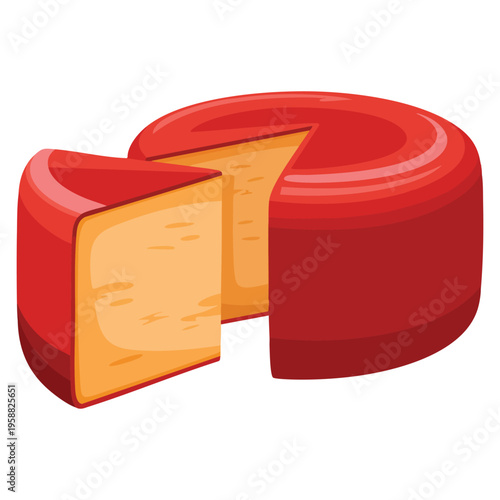 Vector illustration cheese wheel on white background detailed dairy food design suitable for market branding menu poster or farm product artwork