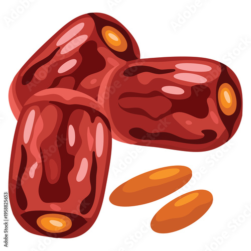 Vector illustration cartoon symbol logo clip art dried dates or jujube Phoenix dried fruit ideal for food packaging healthy snack branding and natural product design