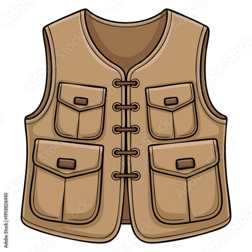 Vector illustration of archaeologist vest clothing ideal for explorer uniform field research adventure gear and history themed creative design