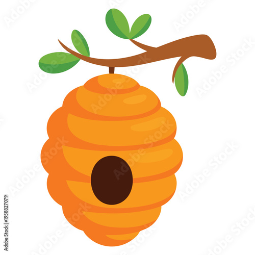 Vector illustration of hand drawn bee hive ideal for nature themes, honey farm concepts and rustic agricultural artwork
