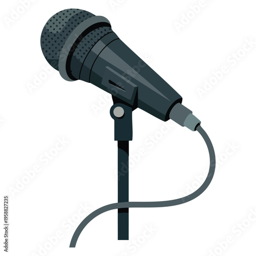 Vector illustration of microphone isolated icon ideal for singing performance studio podcast radio or entertainment industry themed design concepts