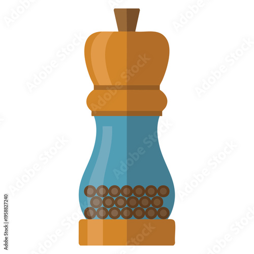 Foto Vector illustration of modern kitchen pepper grinder featuring wooden accent and