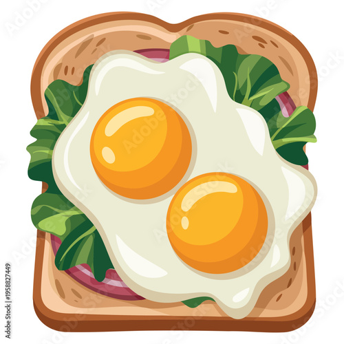 Vector illustration of sandwich with scrambled eggs food icon ideal for breakfast menu cafe restaurant and snack themed design