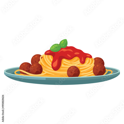 Vector of fresh and warm hand made spaghetti, delicious homemade pasta food illustration ideal for Italian cuisine menu, restaurant branding and cooking theme designs