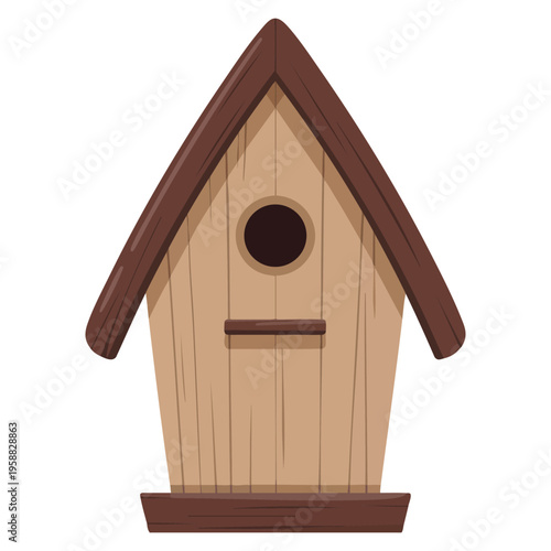 Vintage wooden birdhouse flat icon feeder for birds vector illustration isolated design element perfect for garden decor and wildlife themes