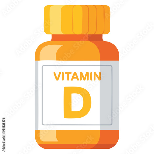 Vitamin d supplement cartoon vector icon for web design isolated on white background suitable for medical healthcare and dietary product themes
