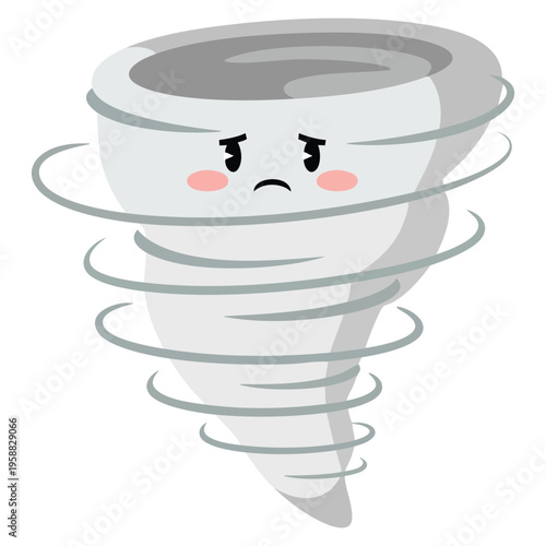 Weather wind concept unhappy tornado face character rendered as vector illustration, perfect for climate themes and storm related artwork