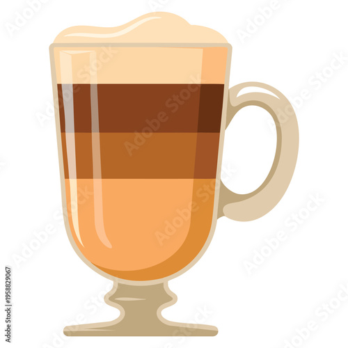 Web design latte caffeine icon in cartoon vector style isolated on white background, representing coffee culture and morning energy concept