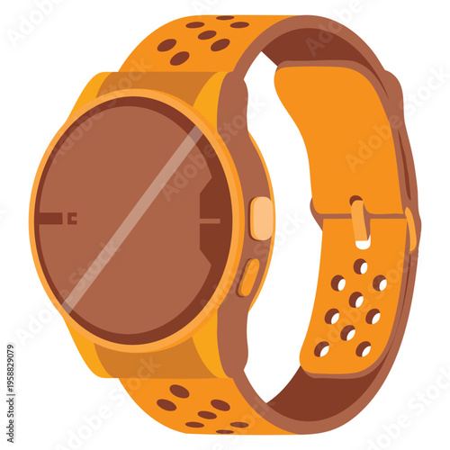 Web design smart watch icon in cartoon illustration isolated on white background, symbolizing digital wearable device and fitness tracker concept