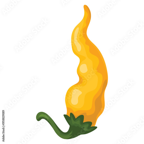 Web design yellow chili icon in cartoon illustration style isolated on white background, symbolizing hot pepper and spicy food element