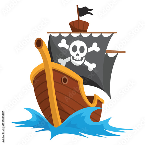 Wooden pirate buccaneer filibuster corsair sea dog character illustration suitable for adventure nautical theme historical seafarer concept design