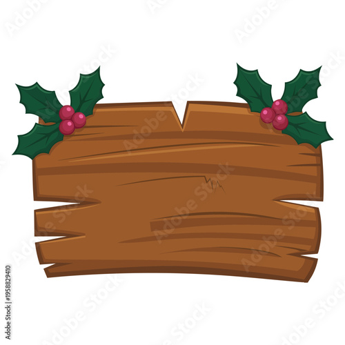 Wooden signboard Christmas vector illustration perfect for winter holiday decoration festive greeting and seasonal design projects