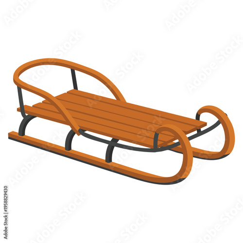 Wooden snow sledge vector illustration ideal for winter holiday mountain adventure christmas decoration and seasonal outdoor recreation themed artwork