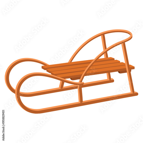 Wooden snow sledge vector illustration winter sport equipment design perfect for holiday season mountain adventure christmas theme and outdoor recreation artwork