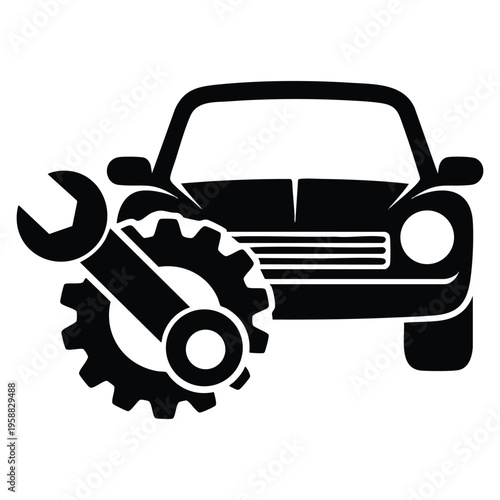 Wrench icon black vector illustration isolated design element suitable for repair tool mechanical service maintenance and workshop themed artwork