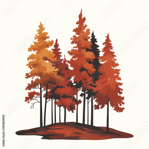 Autumn maple tree with colorful leaves in a park under blue sky