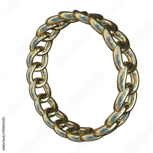 Gold chain link bracelet on white background