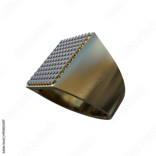 Metal cuff with studs and gold accents