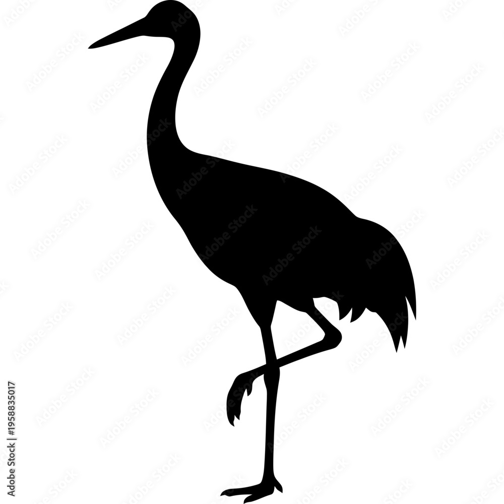 Fototapeta premium Solid black silhouette of crane